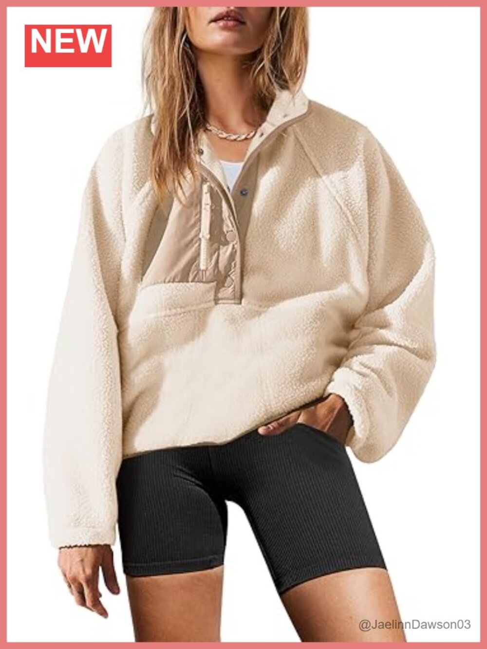 Womens Sherpa Fleece Pullover Sweatshirt Button Down Zip Pockets
